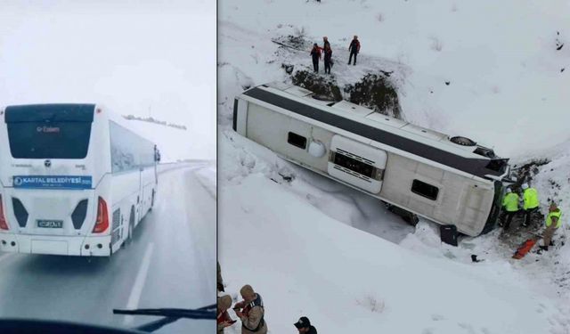 Erzincan’da kaza yapan otobüsün kaza yapmadan saniyeler öncesi görüntüsü ortaya çıktı