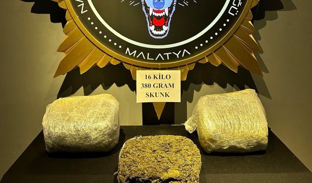 Malatya’da 16 kilo skunk ele geçirildi: 3 şahıs tutuklandı