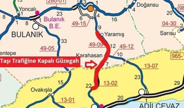 Malazgirt-Ahlat Karayolu geçici olarak ulaşıma kapatıldı