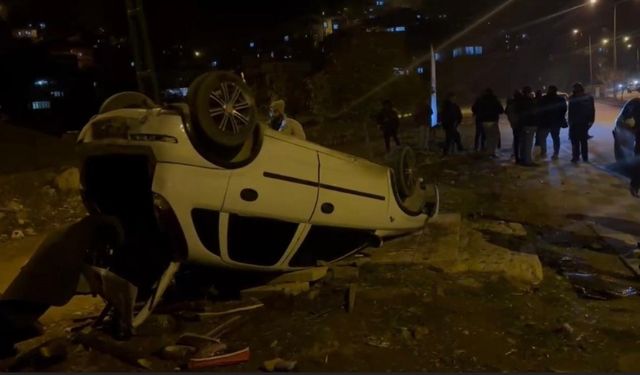 Osmaniye’de park halindeki araca çarpan otomobil takla attı: 1 yaralı