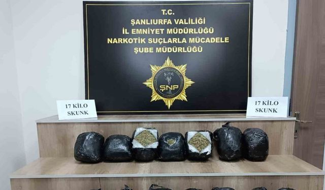 Şanlıurfa’da 17 kilo skunk ele geçirildi: 1 gözaltı