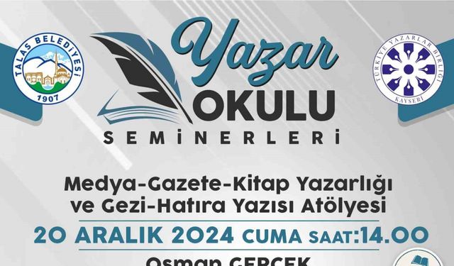 Talas’ın Yazar Okulu Seminerlerinde bu hafta Osman Gerçek konuk olacak