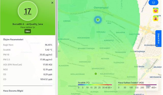 Bursa'nın hava kalitesi anlık takip ediliyor