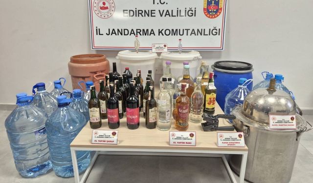 Edirne'de evinde sahte içki üreten şüpheli yakalandı