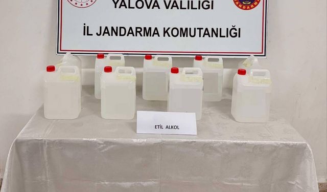 Yalova'da yüzey temizleyici bidonlarına doldurulmuş 45 litre etil alkol ele geçirildi