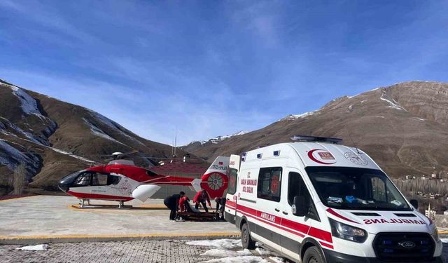 Bahçesaray’da hamile kadın, ambulans helikopterle Van’a sevk edildi