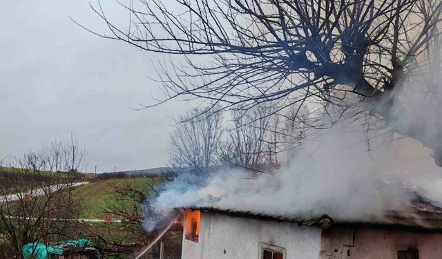 Manyas’ta yangında bir ev tamamen yandı