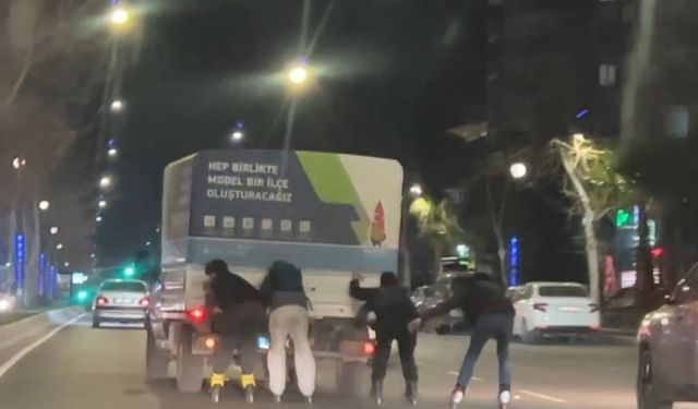 Patenli gençlerin trafikteki tehlikeli oyunu