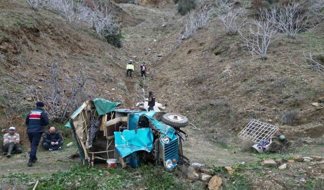 Zeytin işçilerini taşıyan araç uçuruma yuvarlandı: 1 ölü, 4 yaralı