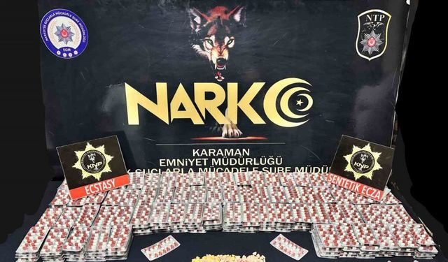 Karaman’da 6 bin 74 adet uyuşturucu hap ele geçirildi