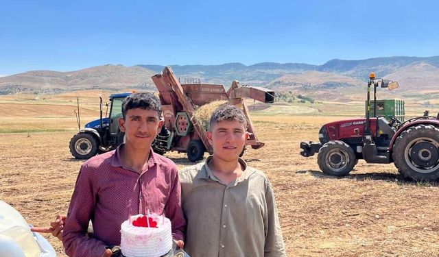 Mercimek tarlasında kavurucu sıcak altında doğum günü sürprizi