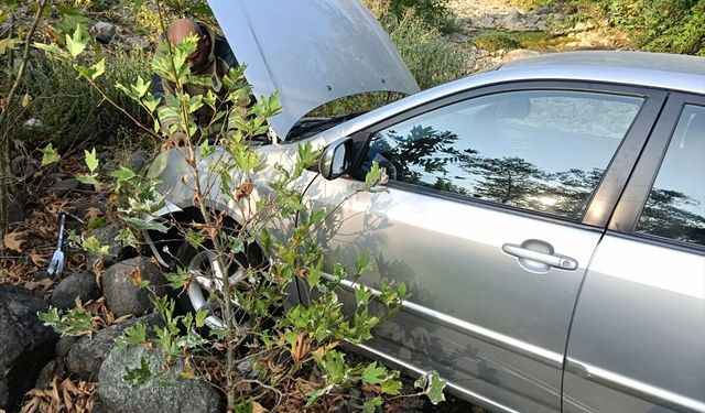 Yalova'da dere yatağına devrilen otomobilin sürücüsü yaralandı