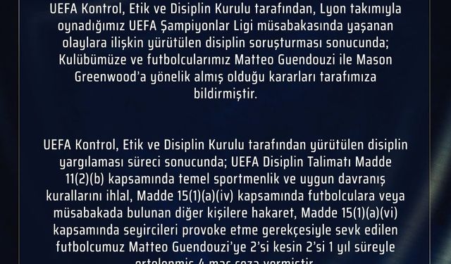 Fenerbahçe'den UEFA kararına dair açıklama