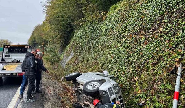 Bolu Dağı'nda kontrolden çıkan cip kanala devrildi