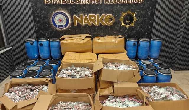 İstanbul'da uyuşturucu operasyonu: 654 bin 376 sentetik ecza hap ele geçirildi