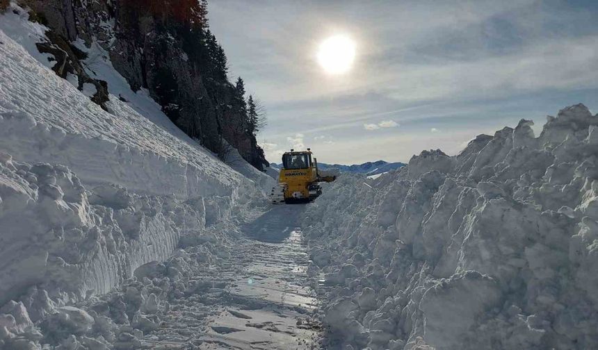 Kar nedeniyle ulaşıma kapanan Artvin’in Macahel Geçidi’nde yol açma çalışmaları 10 gündür devam ediyor