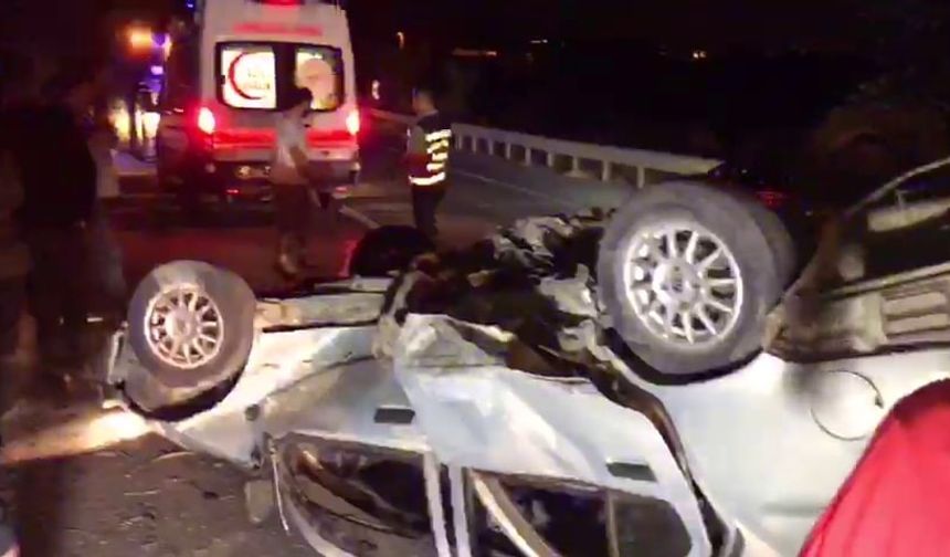 Kontrolden çıkan otomobil ters döndü: 2 yaralı