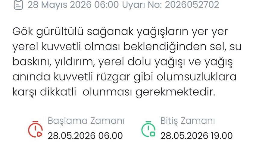Meteoroloji Denizli için sarı kodulı uyarı verdi