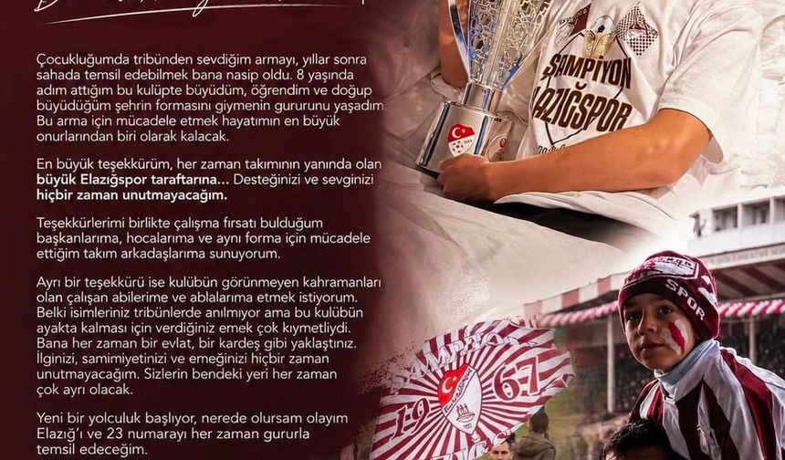 Ahmet Ertuğrul'dan Elazığspor'a veda