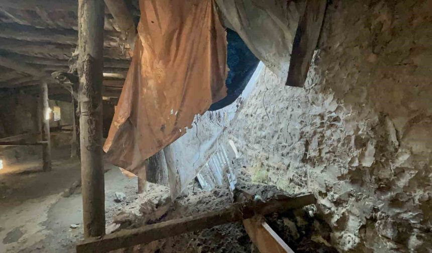 Kars'ta sağanak yağış ahırı çökertti