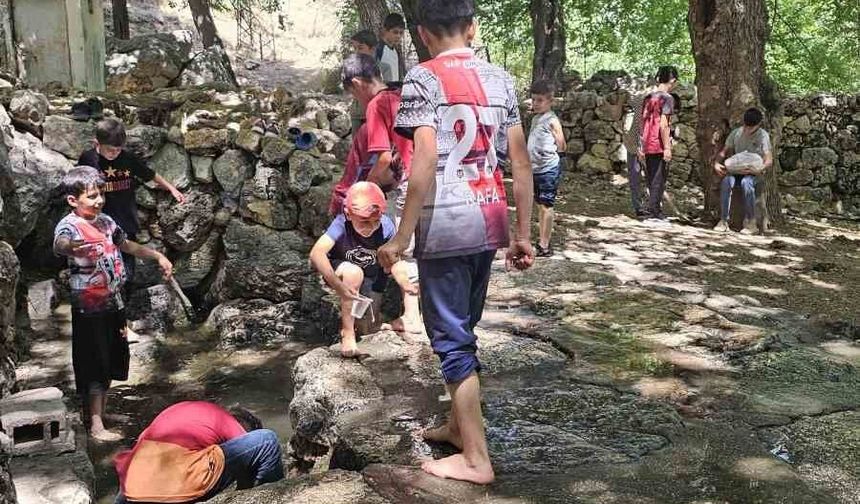 Medrese öğrencileri köy çeşmesi ve piknik alanını kendi imkanlarıyla temizledi