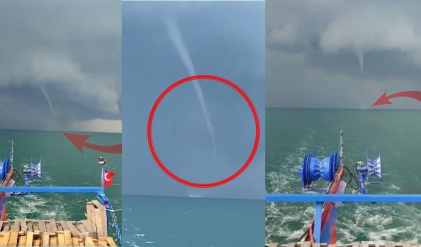 Karasu’da deniz üzerinde dev hortum: Panik anları kamerada