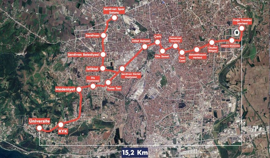15,2 kilometrelik yeni hat: Sakarya’ya 19 İstasyonlu Tramvay