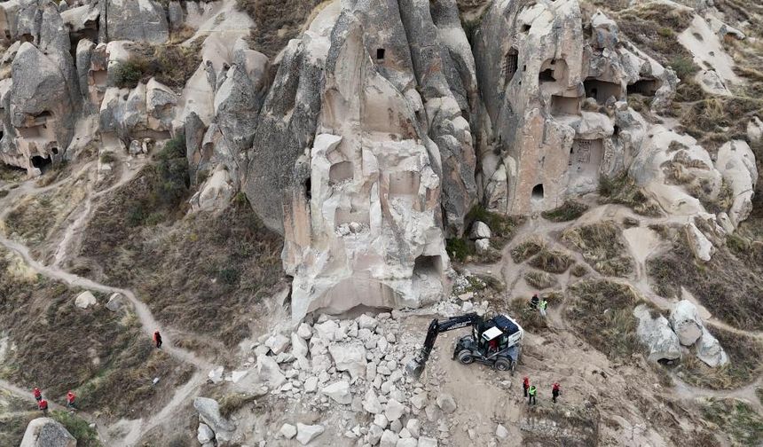 Kapadokya'da düşen kaya parçasının önceki görüntüsü