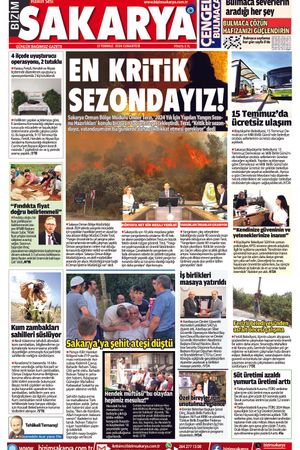 E-gazete Bizim Sakarya Gazetesi - 13 Temmuz 2024